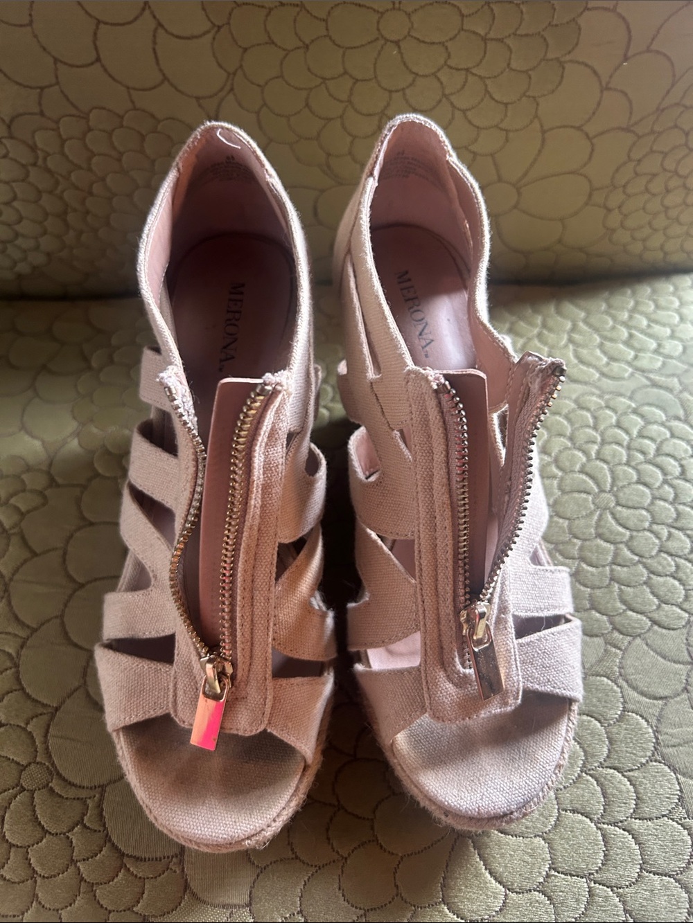 Merona Blush Pink Front-Zip Wedge Sandals